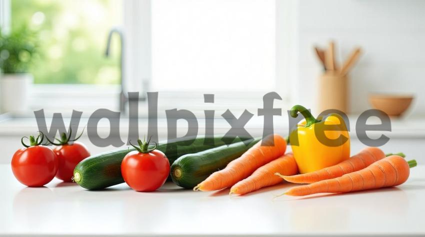 Fresh Vegetables on Kitchen Counter