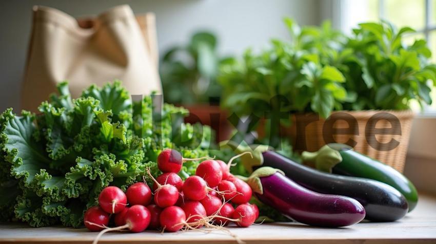 Fresh Vegetables on Kitchen Counter