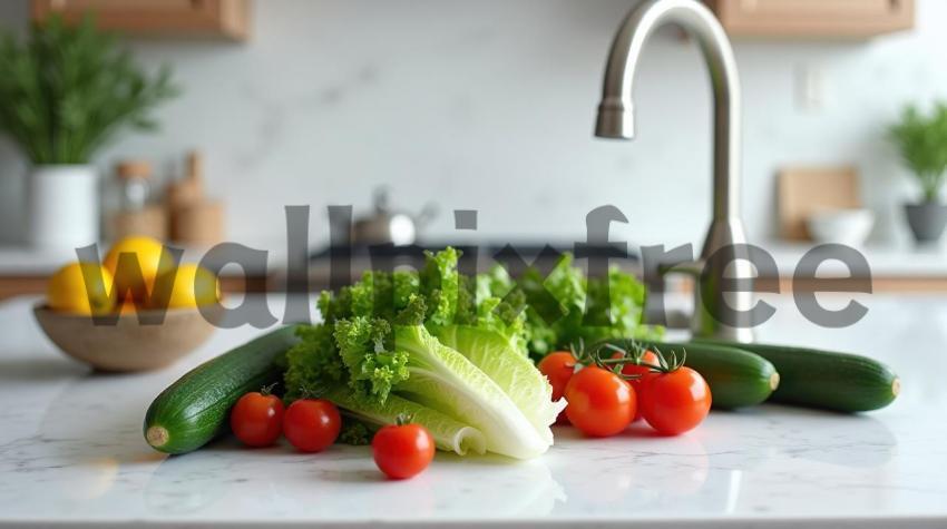 Fresh Vegetables on Kitchen Counter