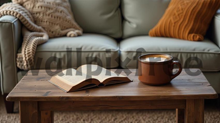 Cozy Reading Nook with Coffee