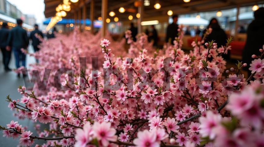 Cherry Blossoms at Outdoor Market