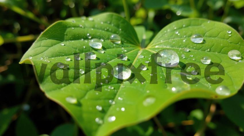 Water Droplets on Leaf Close Up