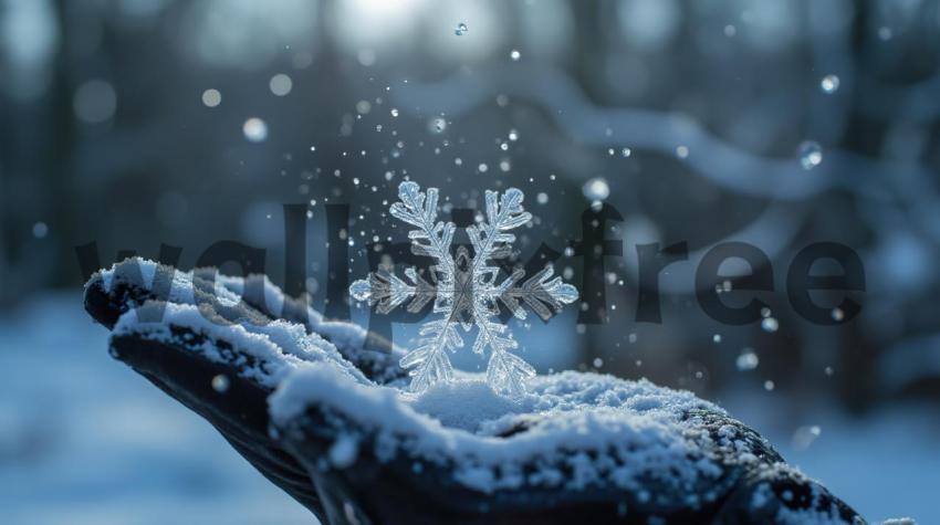 Snowflake On Gloved Hand