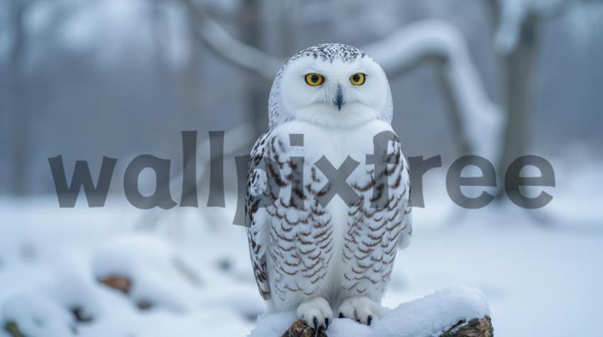 Snowy Owl in Winter Landscape