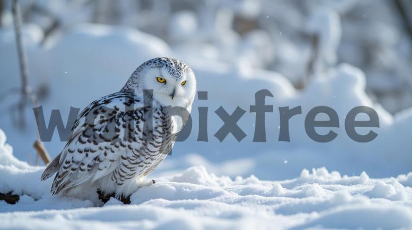 Snowy Owl in Winter Landscape