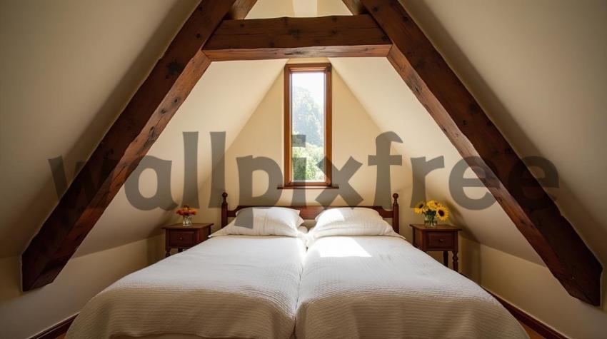 Cozy Attic Bedroom with Twin Beds