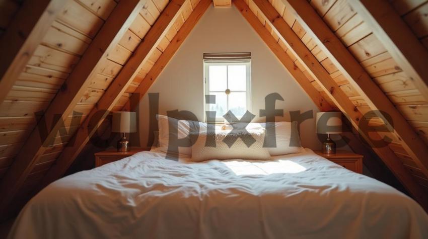 Cozy Attic Bedroom with Wooden Beams