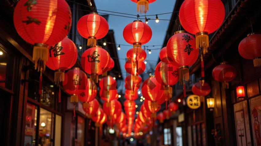 Red Lanterns in Festive Street