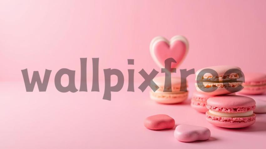 Pink Macarons With Heart Decoration