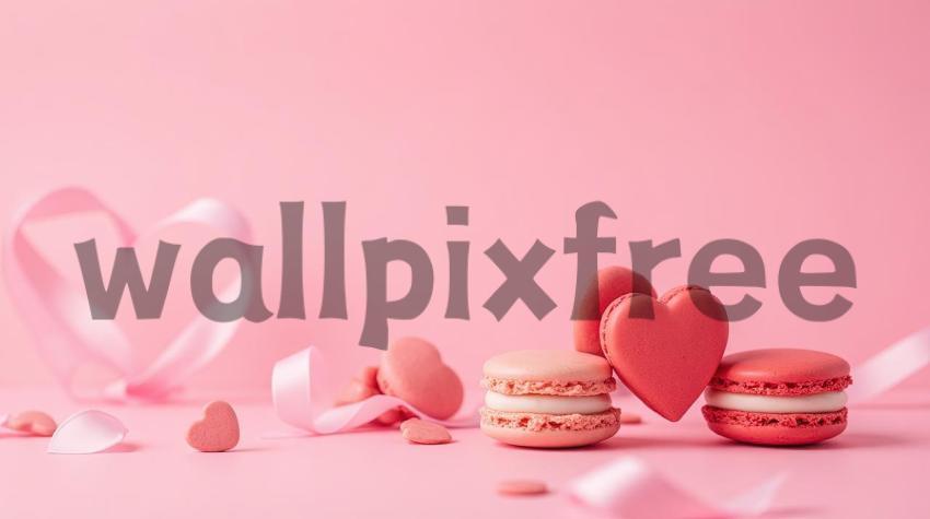 Heart Shaped Macarons with Pink Ribbon