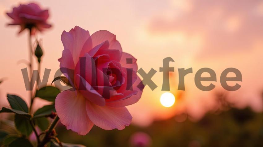 Pink Rose at Sunset