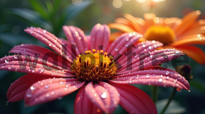 Dew Kissed Pink Flower Close Up