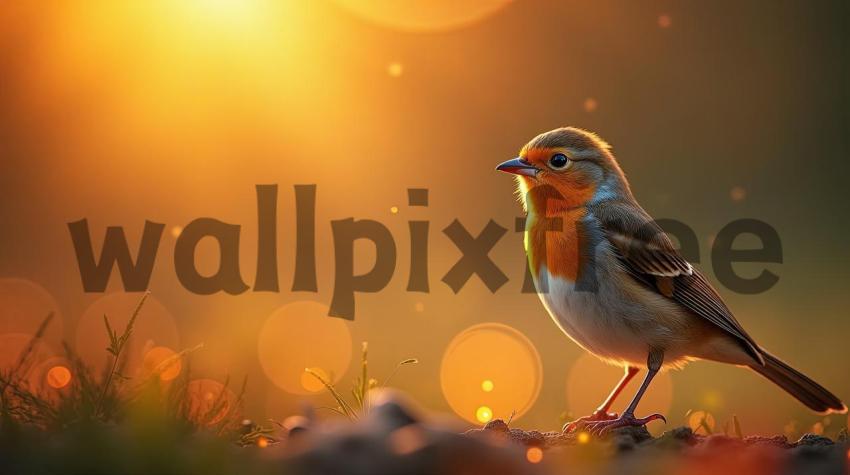 Robin In Golden Sunset