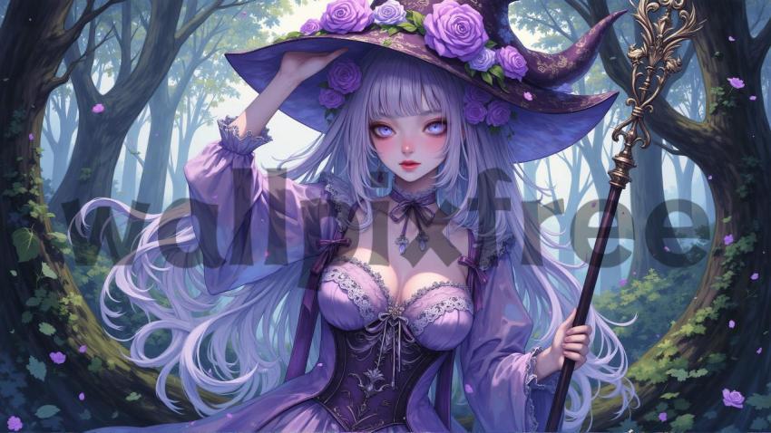 Fantasy Witch in Enchanted Forest