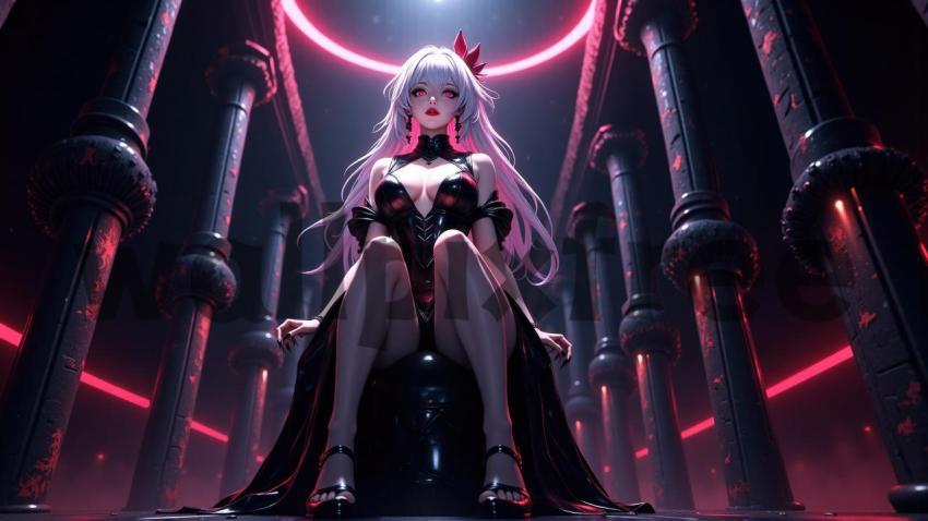 Gothic Fantasy Anime Character in Futuristic Setting