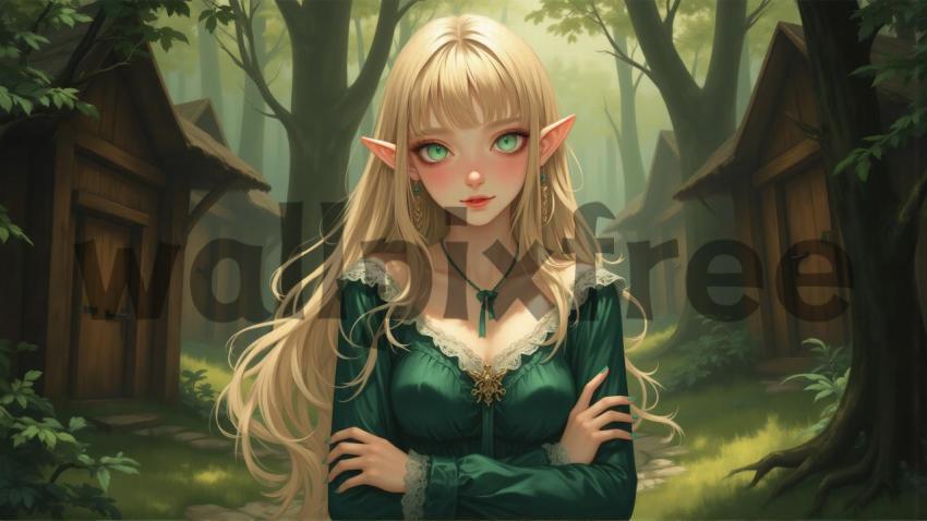 Elf Woman in Enchanted Forest