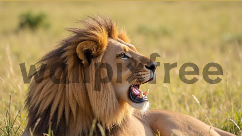 Lion In Grassland