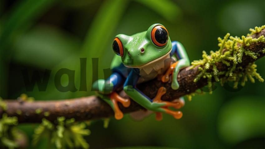 Colorful Frog on Branch