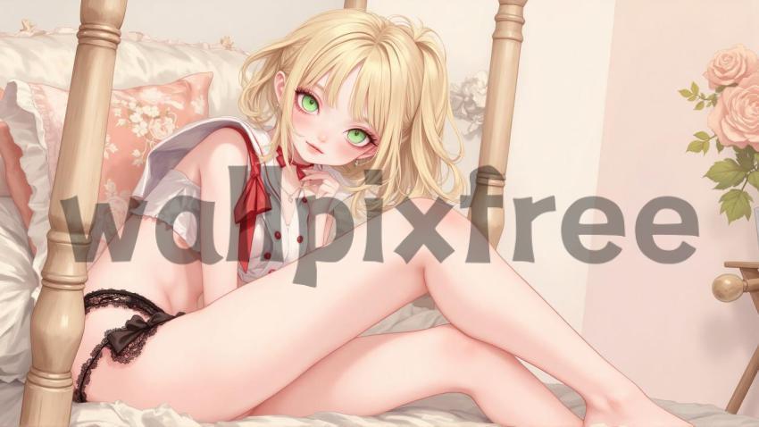 Anime Girl in Bedroom Illustration