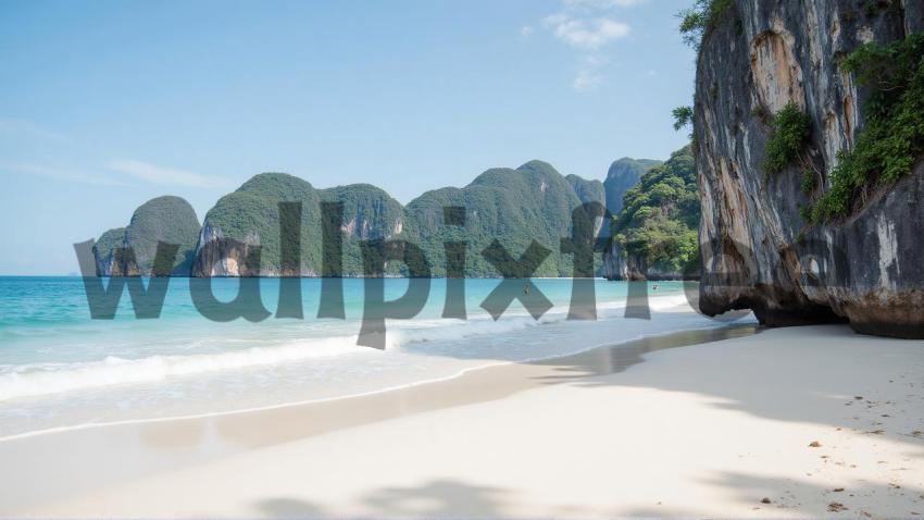 Tropical Beach with Cliffs and Clear Water