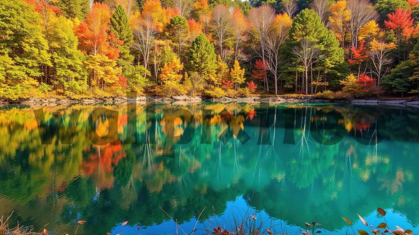 Autumn Reflections on a Lake