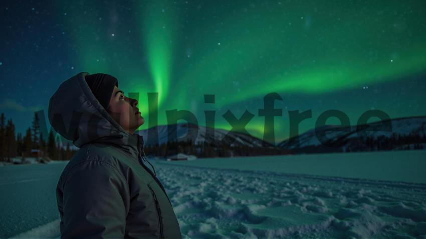 Person Watching Northern Lights