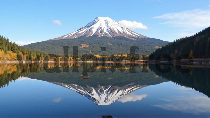 Snow Capped Mountain Reflecting in Lake