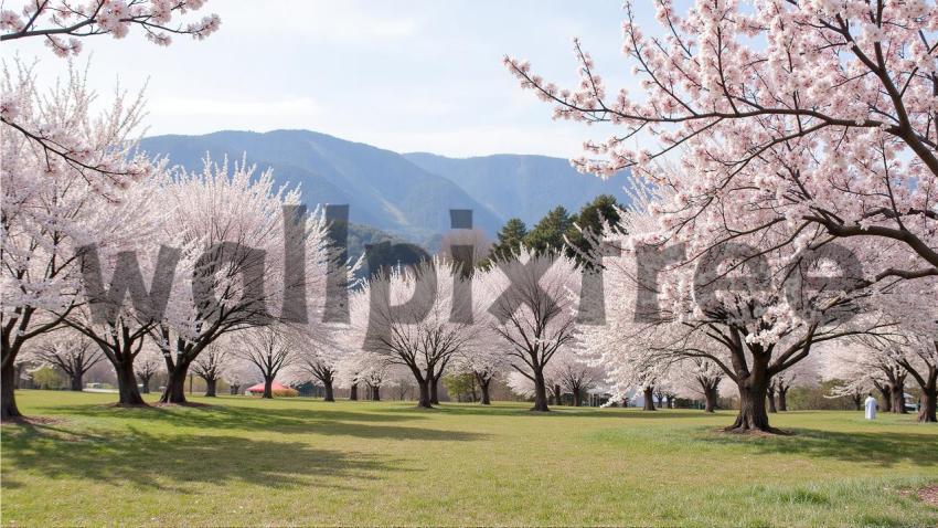 Cherry Blossom Park in Spring