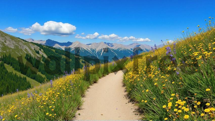 Mountain Path with Wildflowers