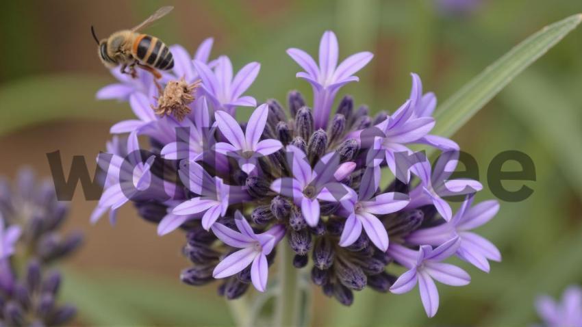 Bee on Purple Flowers