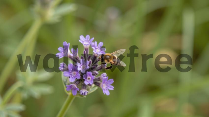 Bee on Purple Flowers