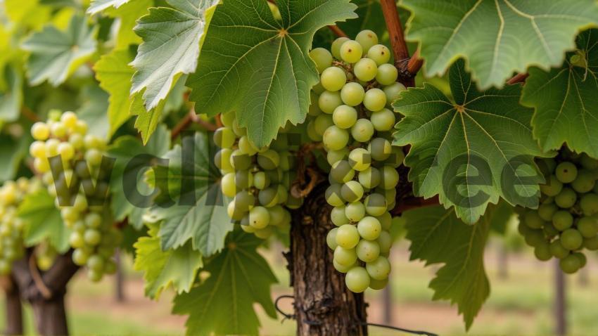 Green Grapes on Vine