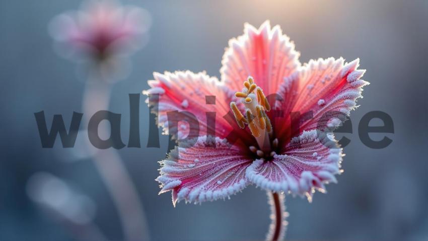 Frosted Pink Flower Close Up