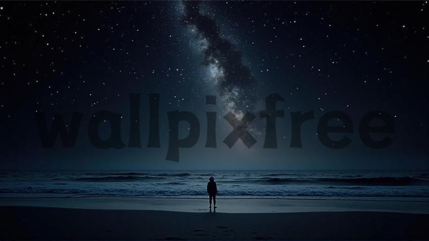 Person Gazing at Milky Way on Beach