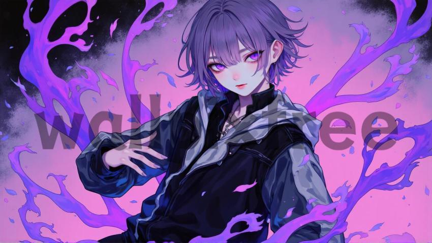 Anime Character with Purple Aura