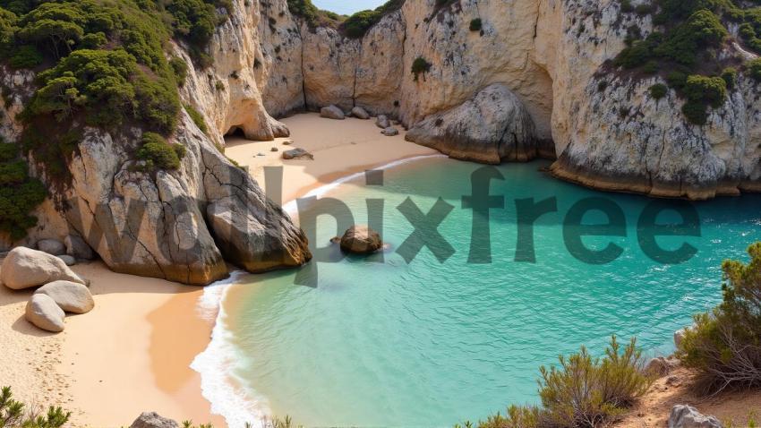 Secluded Beach Cove with Turquoise Waters