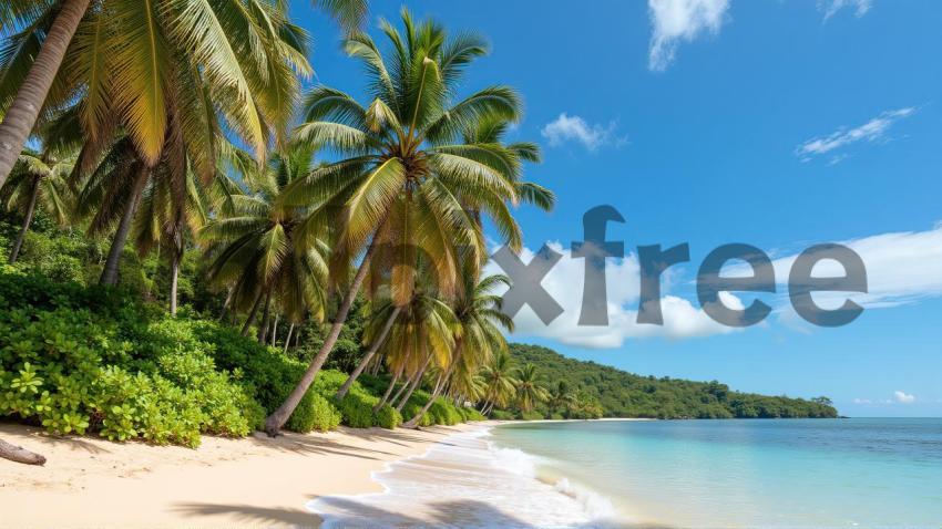 Tropical Beach with Palm Trees