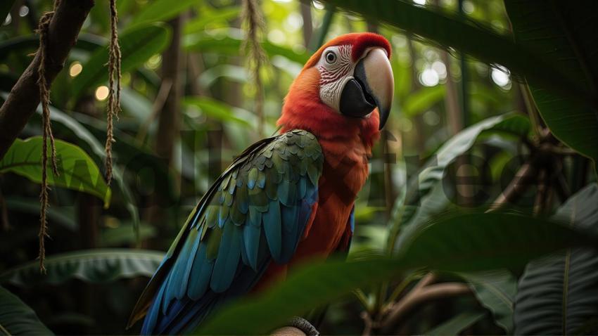 Colorful Macaw in Jungle