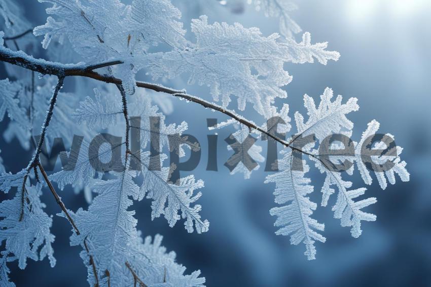 Frost Covered Branches in Winter