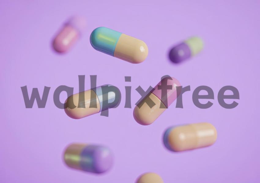 Colorful Capsules on Purple Background