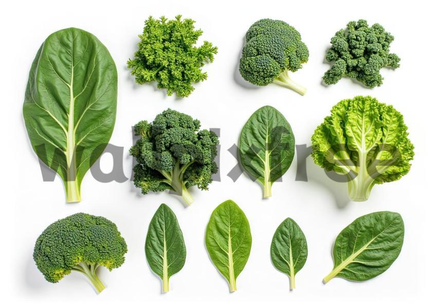 Assorted Green Vegetables Display