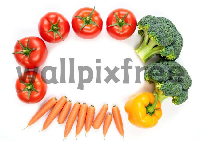 Assorted Fresh Vegetables on White Background