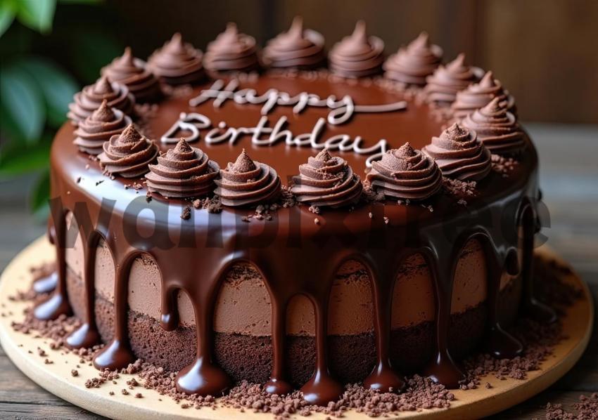 Chocolate Birthday Cake with Drip Frosting