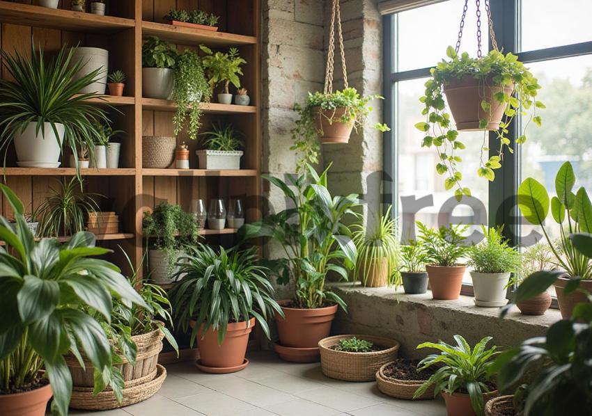 Indoor Plant Collection by Window