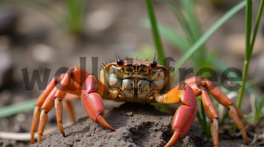 Close Up Of Colorful Crab In Natural Habitat