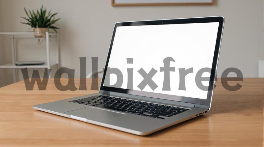 Laptop On Wooden Desk