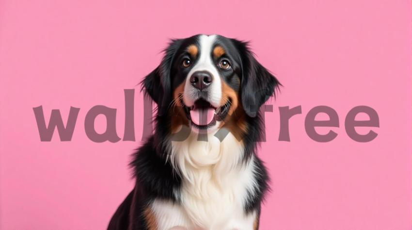 Happy Dog Portrait on Pink Background