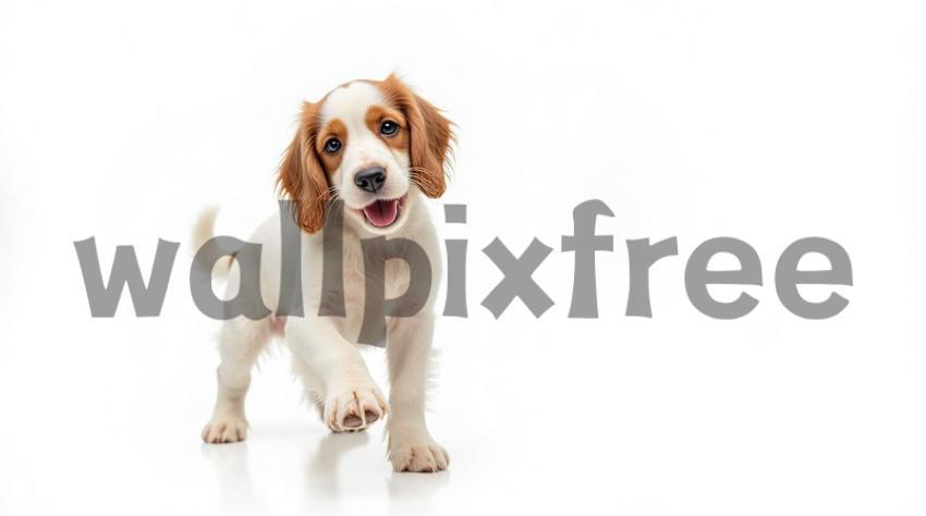 Happy Puppy on White Background