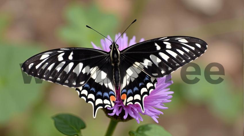 Butterfly On Purple Flower