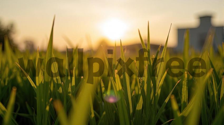 Sunset Over Green Field